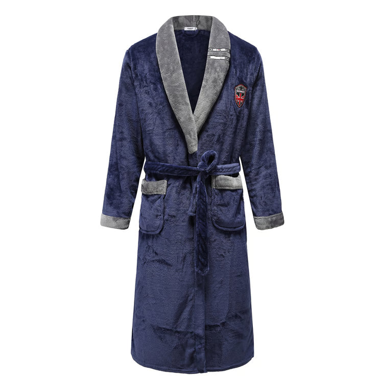 Plus Size Men Robe Bathrobe Autumn Winter Thick Flannel Coral Fleece Gown Lounge Wear Sleepwear Home Clothes