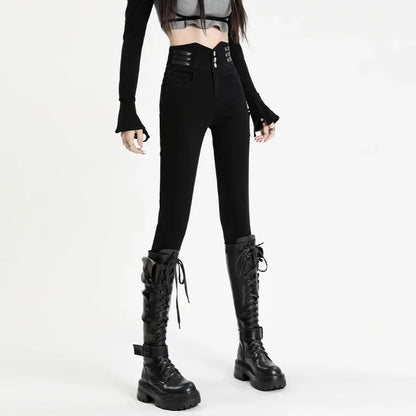 Womens High Waist Fleece Lined Skinny Jeans Warm Stretch Winter Denim Pants