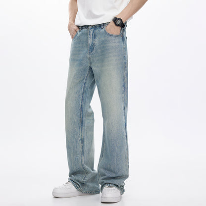 Light Blue Streetwear Loose Fit Bootcut Jeans Spring Jeans For Men Flared Pants Mens Trousers Quality Comfort Style