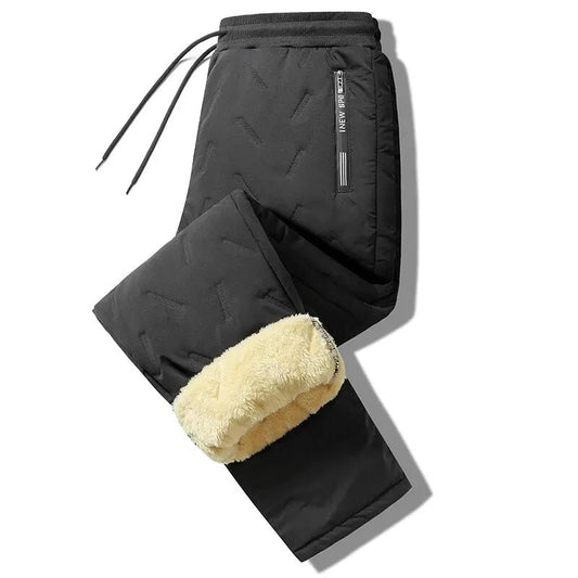 Men Thermal Fleece Sweatpants Winter Casual Warm Lambswool Trousers Windproof Cotton Plush Thick Sweatwear Pants