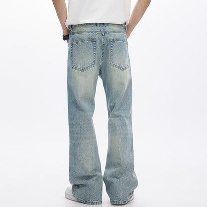 Light Blue Streetwear Loose Fit Bootcut Jeans Spring Jeans For Men Flared Pants Mens Trousers Quality Comfort Style