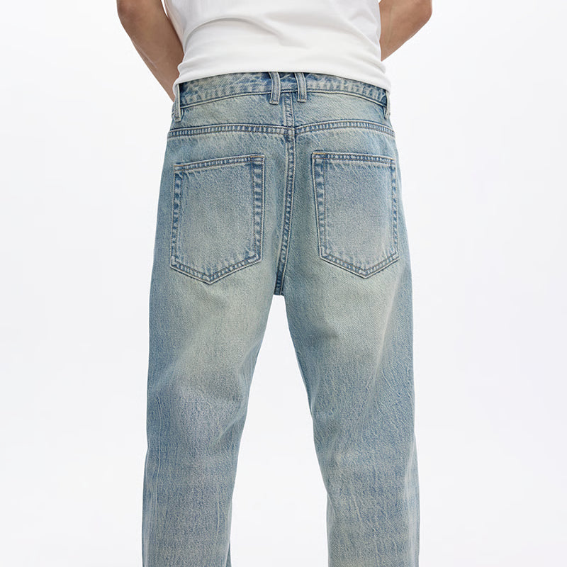 Light Blue Streetwear Loose Fit Bootcut Jeans Spring Jeans For Men Flared Pants Mens Trousers Quality Comfort Style