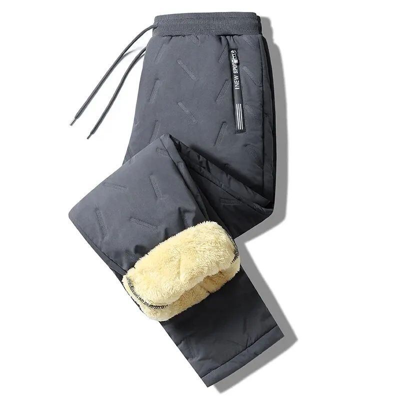 Men Thermal Fleece Sweatpants Winter Casual Warm Lambswool Trousers Windproof Cotton Plush Thick Sweatwear Pants