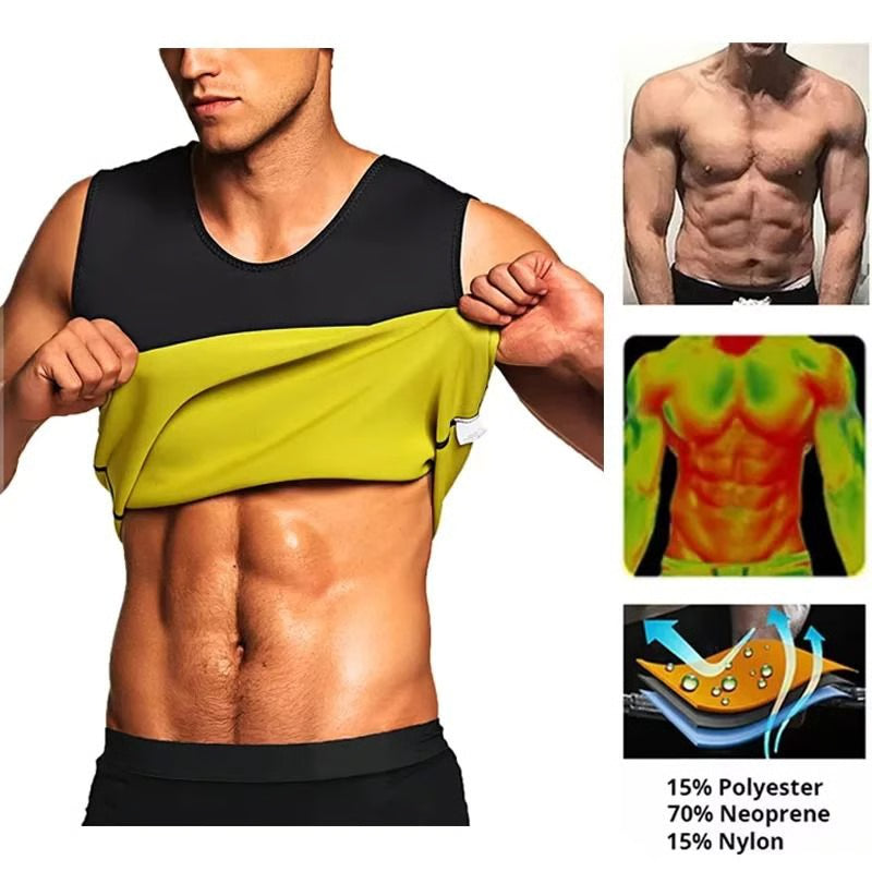 Men Training T Shirts Sauna Effect Sports Vest Exercise Tops Fitness Clothes Slimming Weight Loss Sportswear