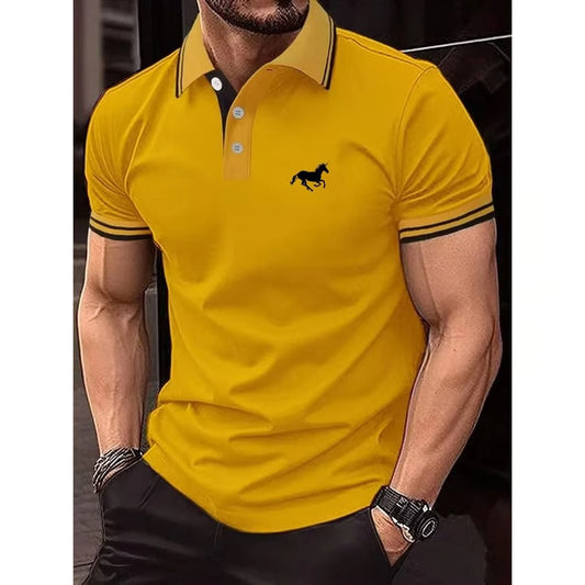 Men Classic Short Sleeve Polo Shirt Casual Button Lapel Top